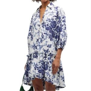 Cara Cara Floral Blue and White Women's Dress- size XS